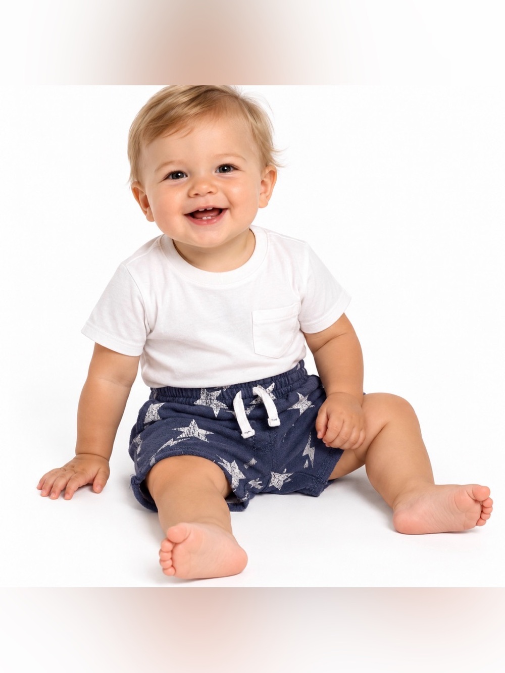 Splendid Star Print Shorts in Blue and white
